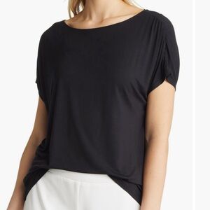 Nordstrom Ruched Shoulder Asymmetrical Tee